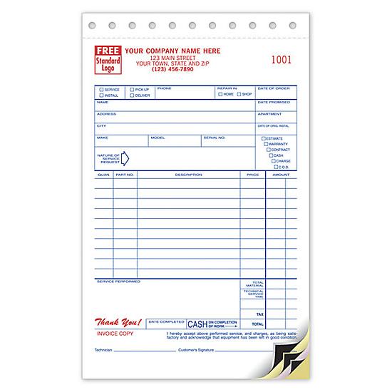 Service Order Form, Carbon, Small Format - Custom Printed