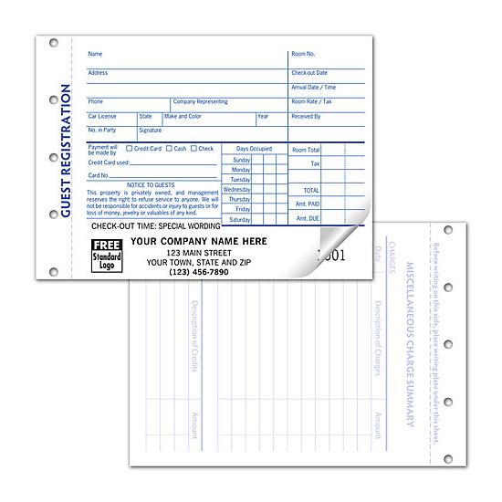 Guest Registration Forms - Carbonless Forms, Pre Printed, Personalized, 6 x 4 1/4"