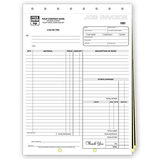Work Order Form, Carbon, Large Format Job Invoice