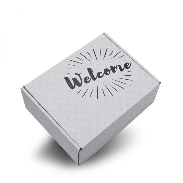 Pre-Printed Mailer Box with Welcome Text, 9.5 x 7.75 x 3.75â€³, Ships in 24 hours
