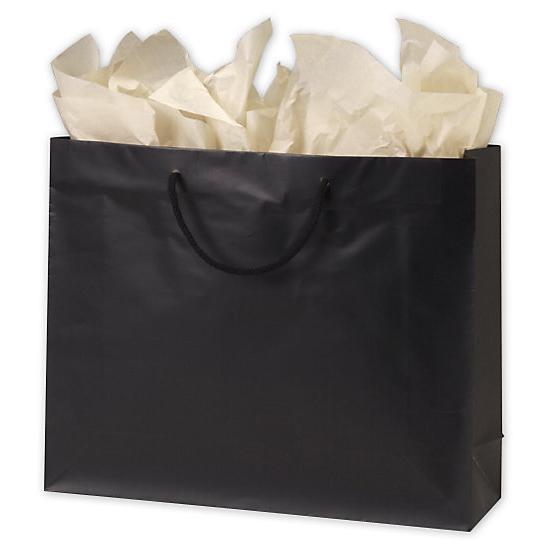 Premium Black Matte Euro-shoppers Bag, 16 X 4 3/4 X 13"