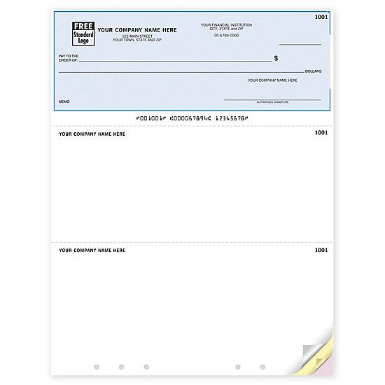 Quick Pay Laser Lined, Hole Punched Multipurpose Check DLT102