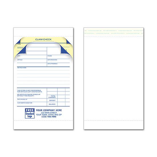Jewelry Repair Invoice With Claim Check & Envelope