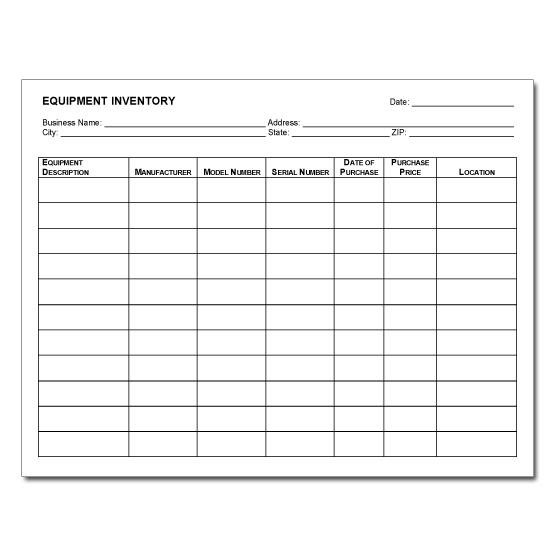 Equipment Inventory Form