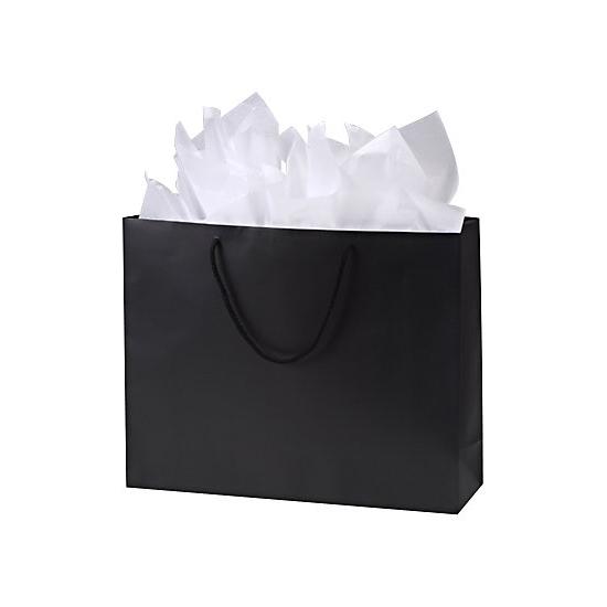 Retail Shopping Bags - Premium Black Matte Euro-shoppers, 20 X 6 X 16"