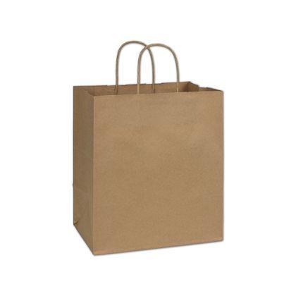 Brown Kraft Paper Bag with Handles, Custom, medium 10 x 6 3/4 x 11 3/4"