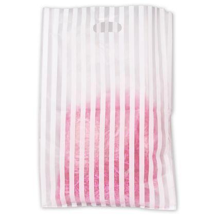 Frosted Patterned Merchandise Bags, White Stripe, 14 x 3 x 21"