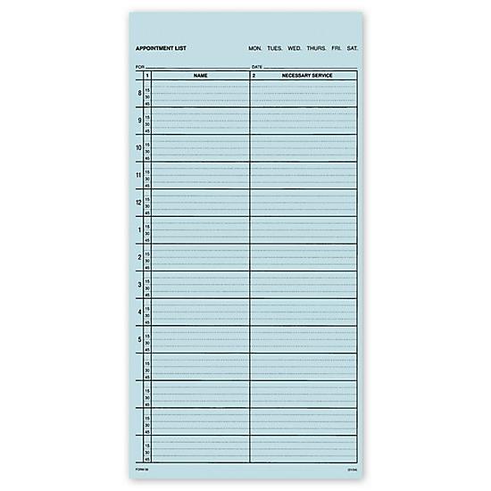 Appointment Schedule Sheets - 2 Column, 15 Minutes Intervals