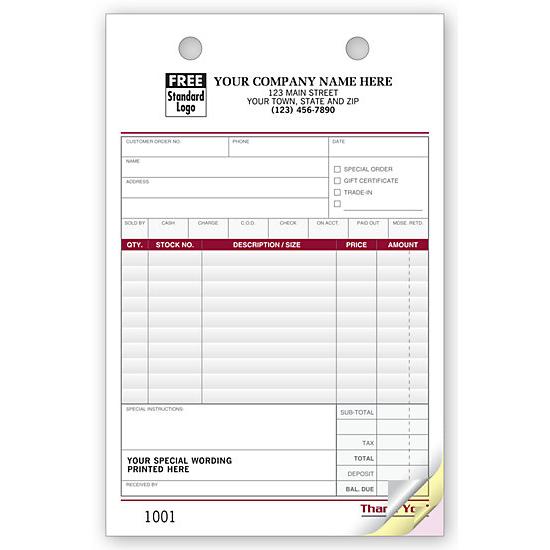 Sales Invoice Register Forms with Special Wording