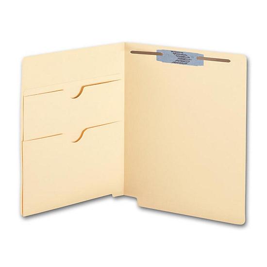 End Tab Twin Pocket Manila Folder, 11 Pt, One Fastener