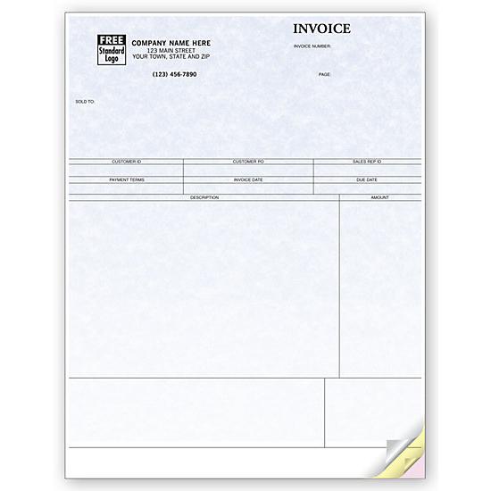 Service Invoice, Laser Computer Form, Parchment