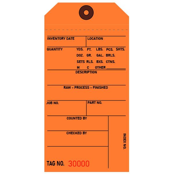 Orange Inventory Tags, Custom Printed