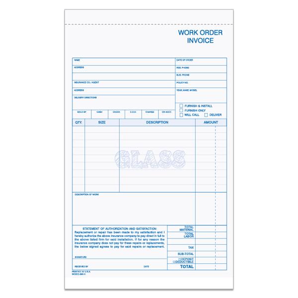 Windshield Replacement Invoice
