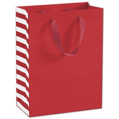 Side-striped Manhattan Euro-shoppers Bag, Red, 10 X 5 X 13"