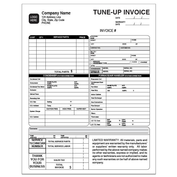 HVAC Tune Up Invoice