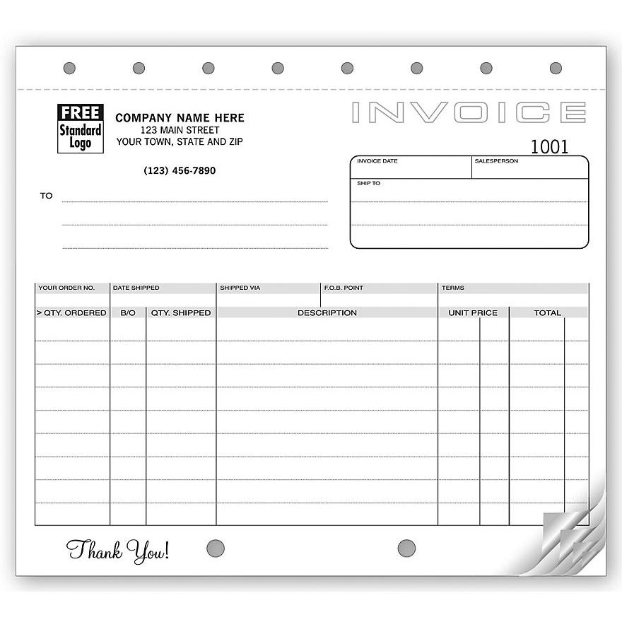 Small Shipping Invoice With Packing List, Carbonless, Printed Personalized