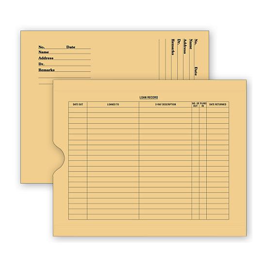 X - Ray File Pocket Envelopes, 32 Lb. Kraft, Pre-printed