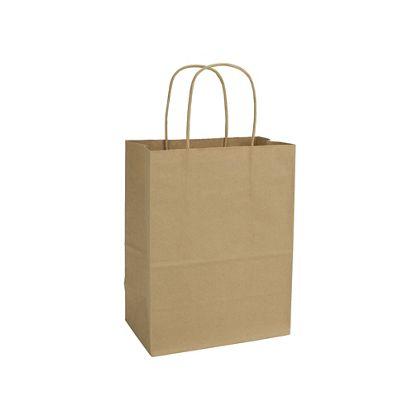 Small Brown Paper Bag with Handles, Kraft, 8 1/4 x 4 3/4 x 10 1/2"