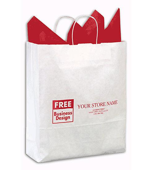 Custom Paper Shopping Bags - White Paper Shoppers Queen