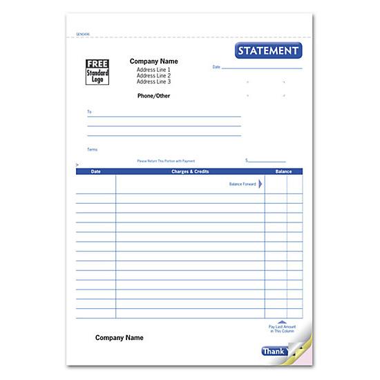 Account Statement, Lined Carbonless Form