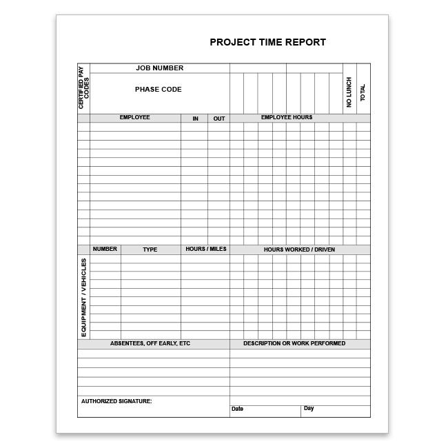 Project Job Time Report Form