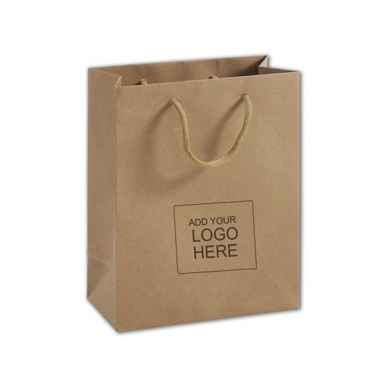 Custom Printed Brown Kraft Paper Bags with Handles, 8 x 4 x 10"
