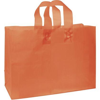 Color-Frosted, High-Density Shoppers Bags, Orange, Large