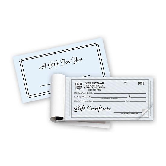 Personalized Gift Certificate Book With Carbon Copy