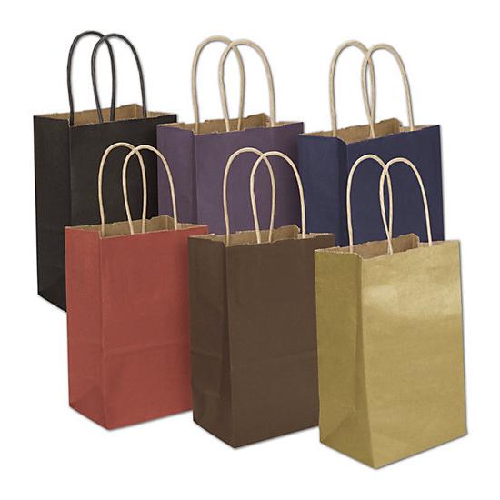 Colored Kraft Shopping Bag, 5 1/4 X 3 1/2 X 8 1/4", Small Retail Bags