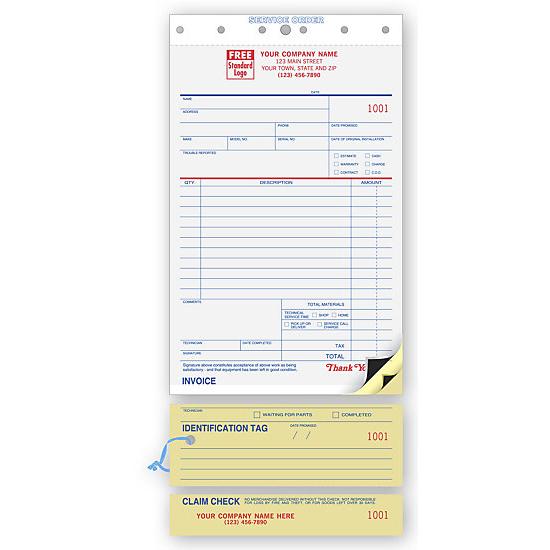 Service Order Form with Claim Check, Carbon, Small Format