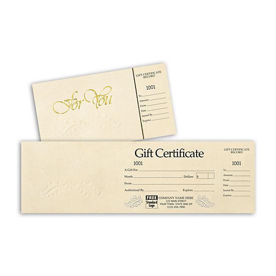 Custom Gift Certificates - Ivory Foil Embossed Design