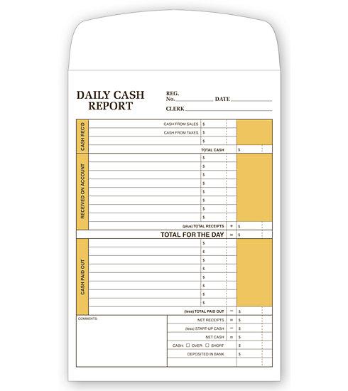 Daily Cash Report Envelope