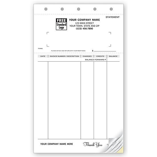 Statement of Accounts - Pre Printed, Personalized, Carbonless Forms, Manual Business Account Statements, 5 2/3 x 8 1/2"