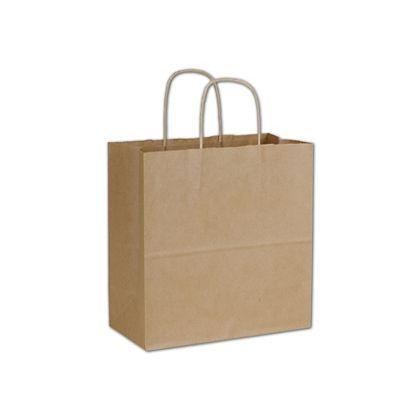 Brown Kraft Shopping Bag with Handles, Custom, medium 10 x 6 3/4 x 11 3/4"