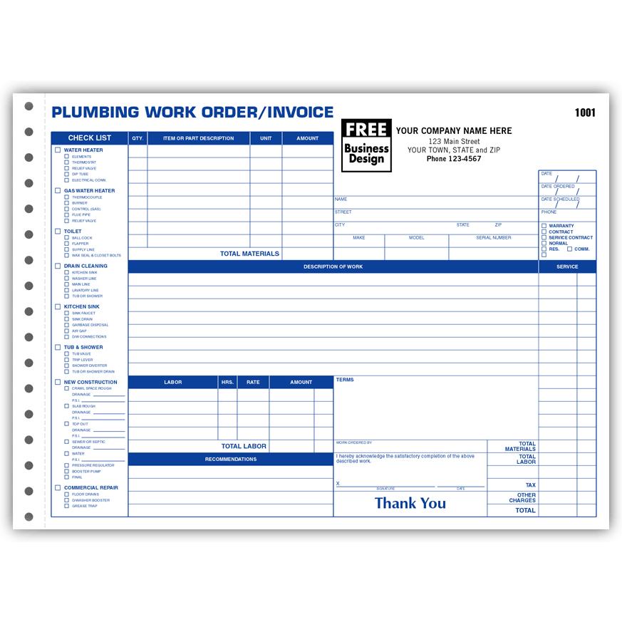 Plumbing Work Orders With Side-Stub 