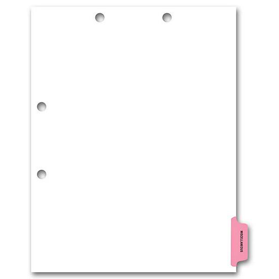 Side Tab Chart File Divider, Miscellaneous Tab