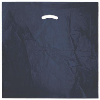 Blue Plastic Bags, Die-Cut Handles, 20 x 20" + 5" Bottom Gusset