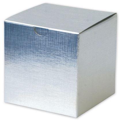 Linen Foil One-Piece Gift Boxes, Silver, Small
