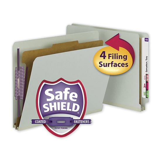 Smead End Tab Folder With SafeSHIELD Fasteners, 25 PT
