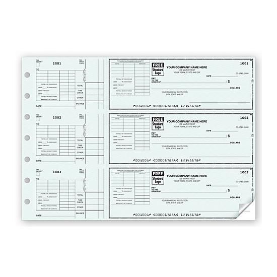 Manual Business Check, 3 to a Page, Personalized Printing, Voucher, Duplicate, Accounts Payable