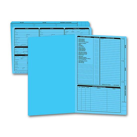 Real Estate Folder, Pre-Printed, Right Panel List, Legal Size, Closing Checklist, Blue, 14 3/4 x 9 3/4"