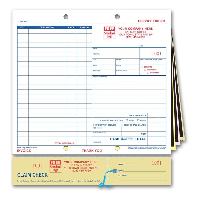 Service Orders with  Claim Check, Large
