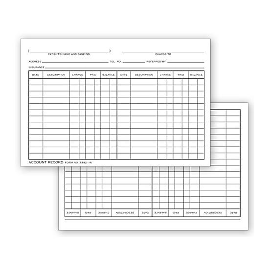 Account Record Billing Card, Double Entry, 4 x 6