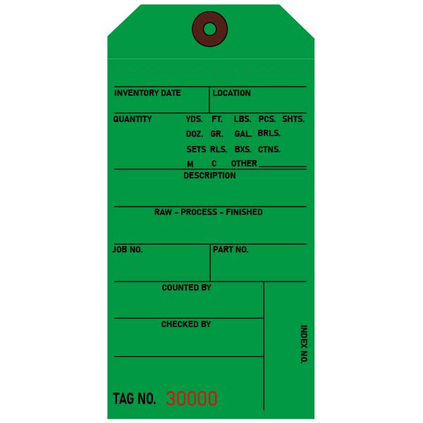 Green Inventory Tags, Custom Printed