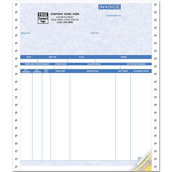 Blue Parchment Continuous Invoice Forms