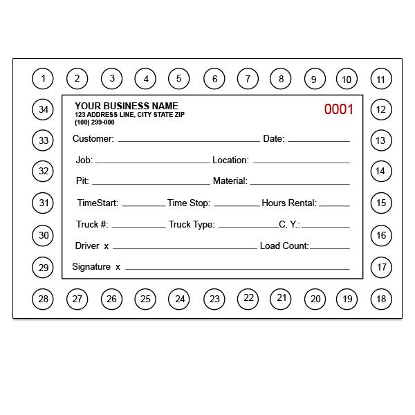 Truck Load Sheet - 4 Part Copies, Carbonless Business Forms, Custom Printed, 4 X 6", Loading Slip