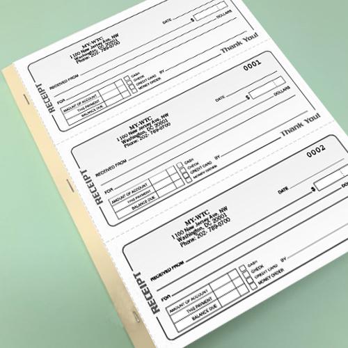 4 Part Receipt Book - Carbonless, Custom Printed, Personalized