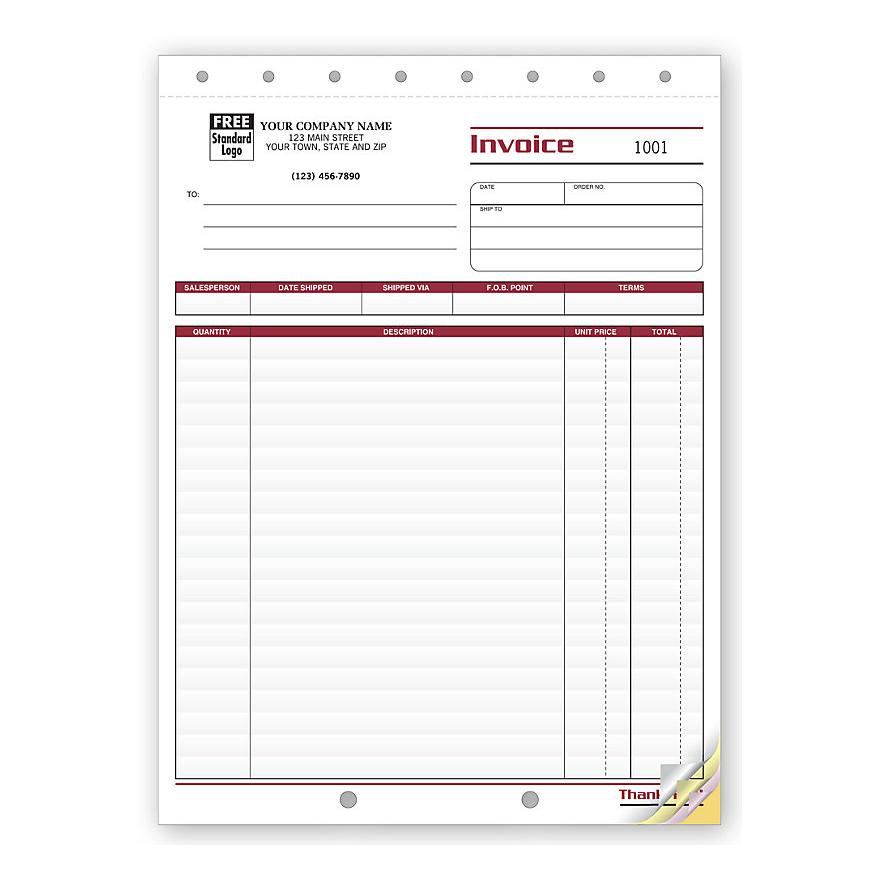 Shipping Invoice, Personalized, Carbonless Forms, 8 1/2 x 11"