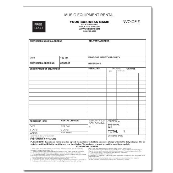 Equipment Forms Invoice Printing DesignsnPrint