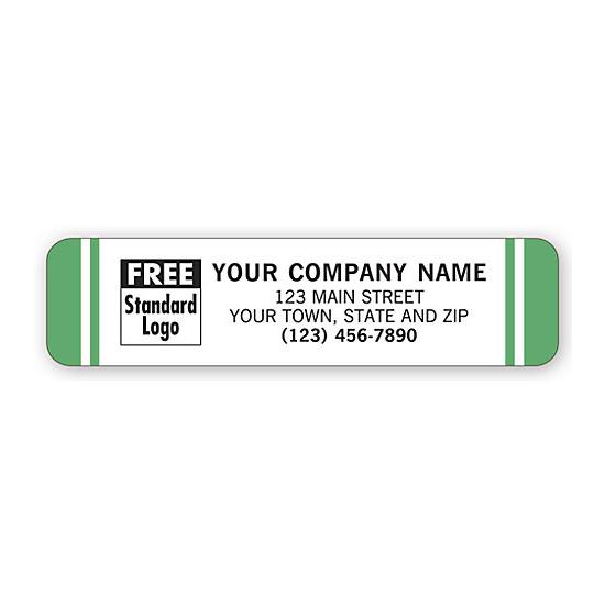 Advertising Labels, White With Green Stripes
